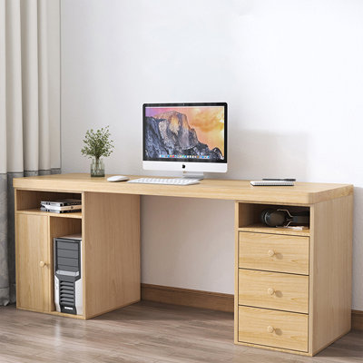 Burlywood Rectangular Solid Wood with 3 drawers Executive Desk