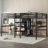 Space-Saving Twin Over Twin Metal Loft Bed with Double Desk, Wardrobe, Shelves & Electrical Outlet for Noise Reduction, woodgrain-677020629