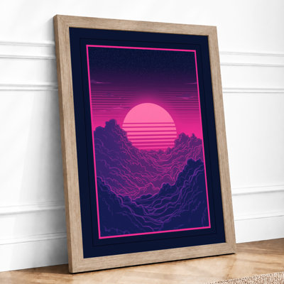 Neon Horizon Retro - Framed Print