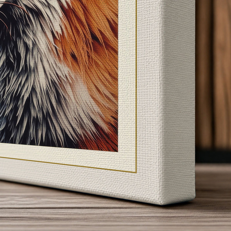 Fox Portrait Modern - Wrapped Canvas, 30x20 - 76.2 x 50.8 cm, Cream Border