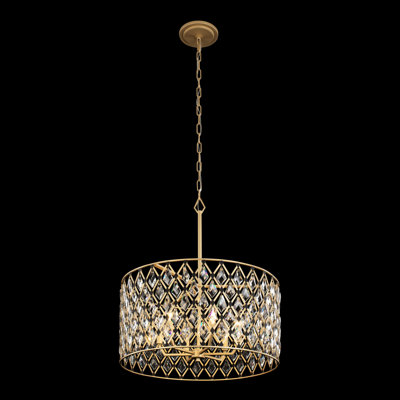 Windsor Crystal Pendant - 25"W - French Gold/Matte Black