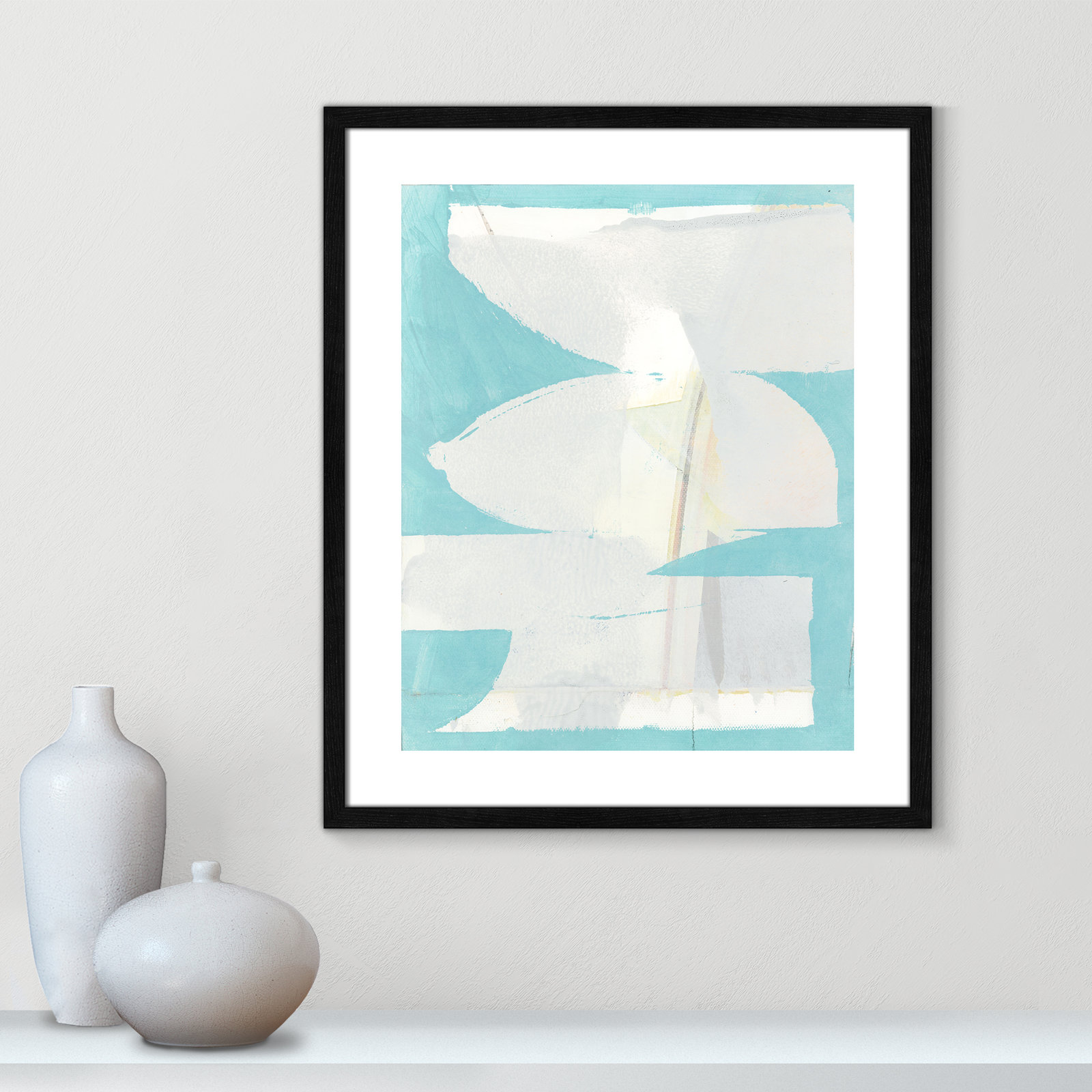 Nara "Carve I" Painting, 25.5" H x 21.5" W x 0.75" D, Black Framed Paper