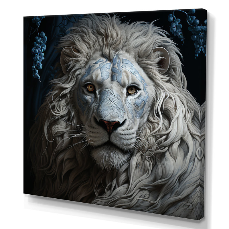 Décoration murale gris lion luminescent, H 30 po x l 30 po x P 1,5 po, Toile tendue