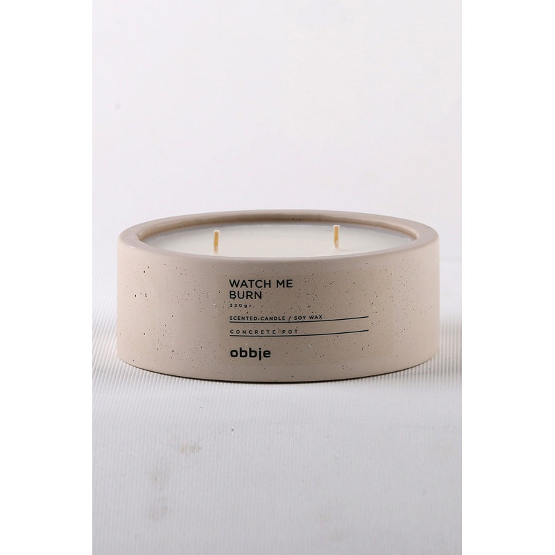 Elegant Amber Scented Candle, 100% Concrete Holder, 4.3 x 12.0 inches | Paraffin & Soya Blend Wax, Beige | Long-Lasting Fragrance for Home Décor & Relaxation | Perfect Gift for Any Occasion