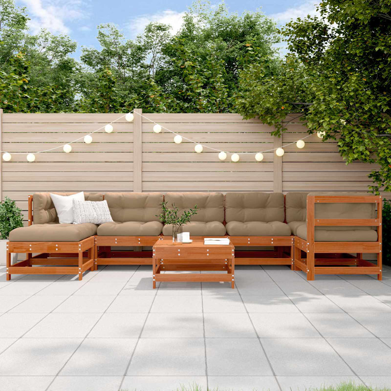  Garden Lounge Set 8 Pcs Solid Pine Wood Outdoor Furniture Patio Terrace