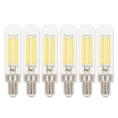 5 Watt (60 Watt Equivalent) Clear T6 Dimmable Filament LED Light Bulb, Candelabra Base, 6 Pack
