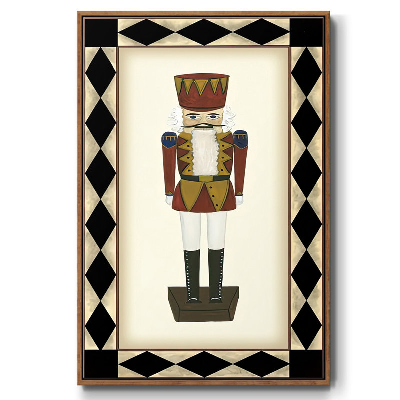 " Nutcracker ", 25" H x 17" W x 1.5" D, Walnut Floater Framed