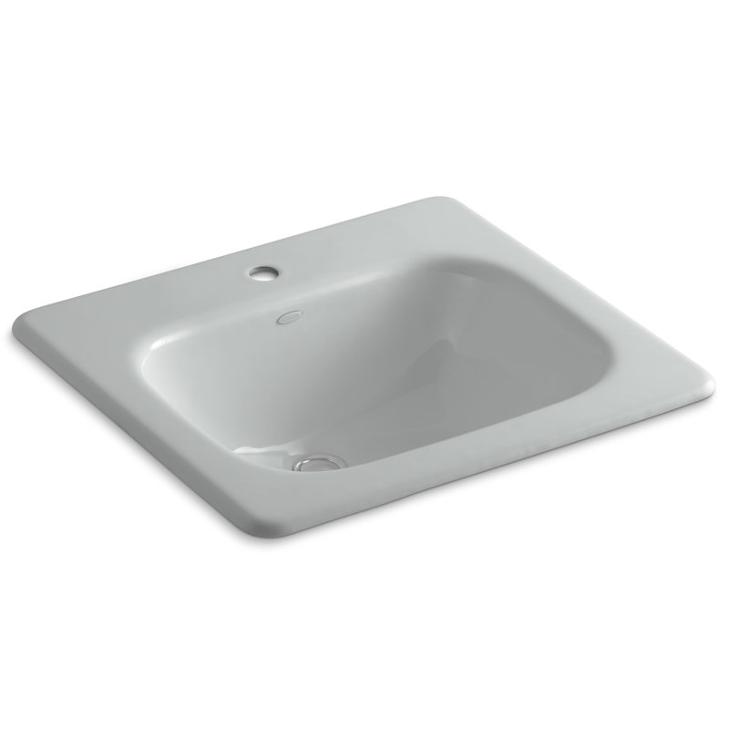 Tahoe Metal Rectangular Drop-In Bathroom Sink with Overflow, Ice Gray, Single