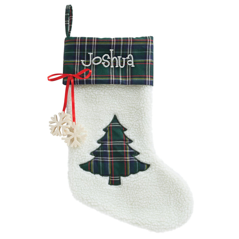 Personalized Plaid Tree Stocking, Yes