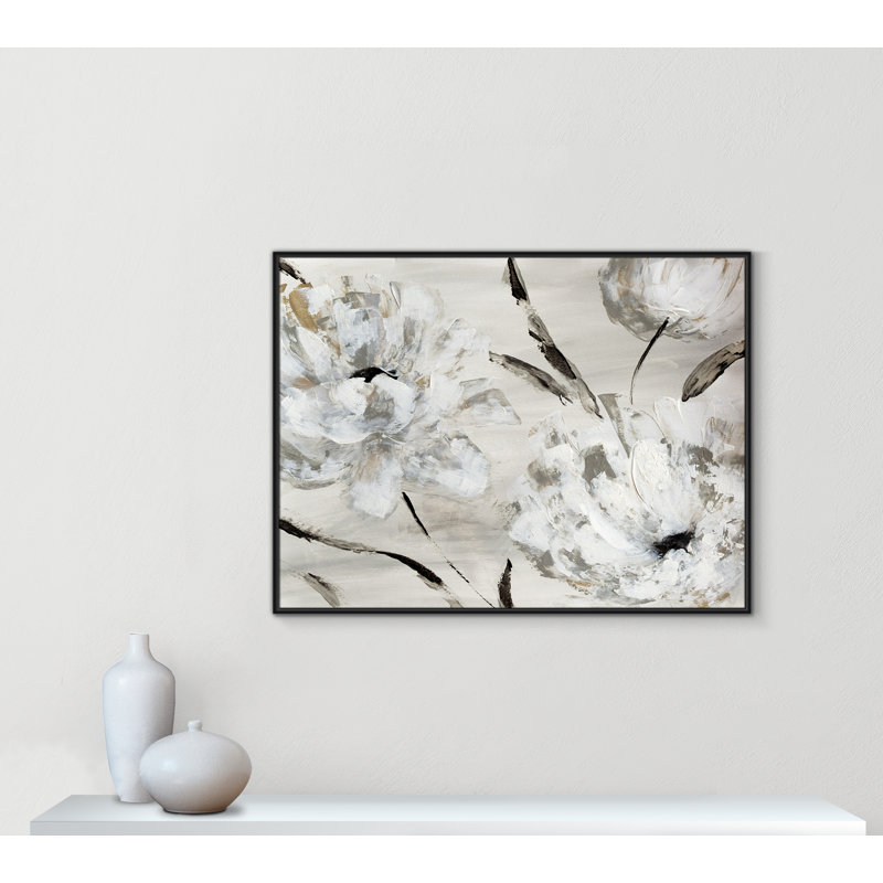 «Misty Morning Blooms», impression sur toile par Katrina Craven, H 37,5 po x l 49,5 po x P 2 po, Noir