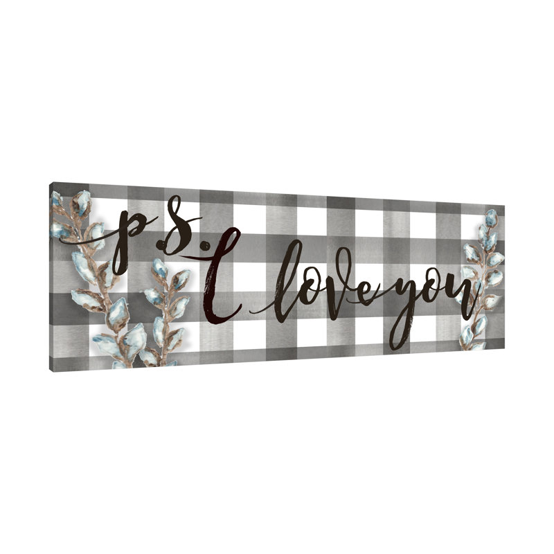 Buffalo Check: PS, I Love You - impression sur toile tendue, H 20 po x l 60 po x P 1,5 po