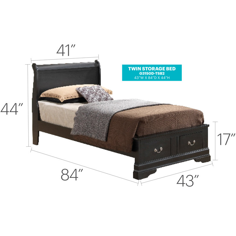 Citronelle Standard Bed, Twin, Black