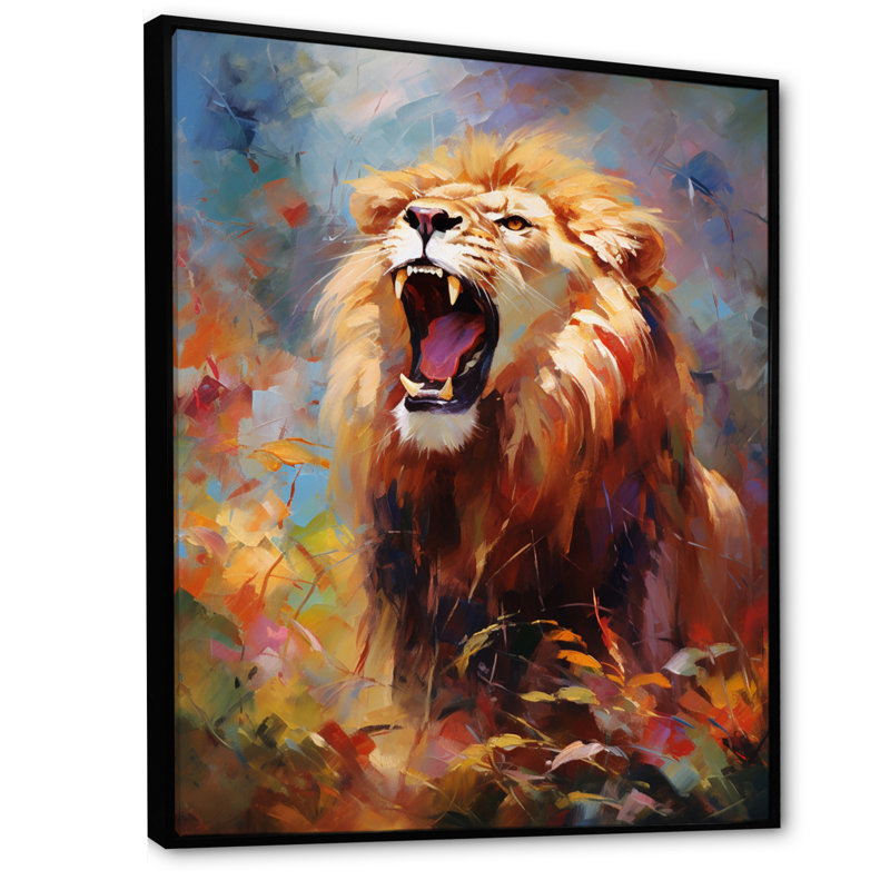 Lion impressioniste sérénade impressionniste - impression, H 32 po x l 24 po x P 1 po, Cadre flottant noir