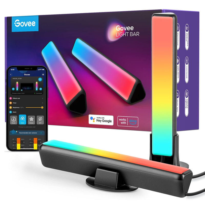 Smart LED Light Bars, Work with Alexa - RGBICWW WiFi TV Backlights with Scene and Music Modes for Gaming, PC, Room Decoration
