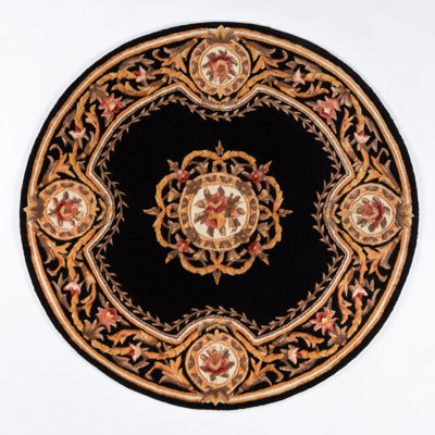 Tapis noir / jaune en laine touffeté à la main Alaqua