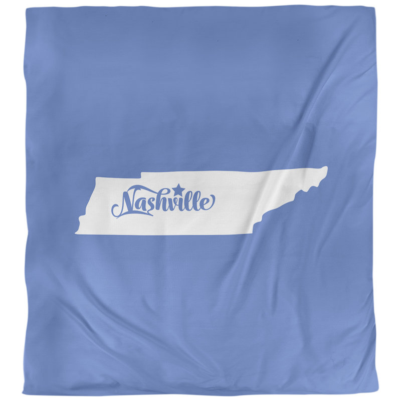 Housse de couette réversible simple Nashville Tennessee, Microfibre, Housse de couette pour très grand lit, Bleu