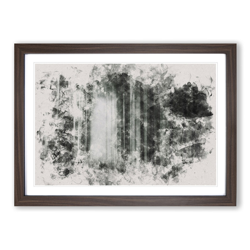 Twilight Forest Watercolour - Picture Frame Graphic Art, 35cm H x 50cm W x 2cm D, Walnut