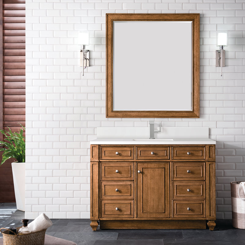 Bristol 48'' W Single Vanity, Saddle Brown, White Zeus, Single-Hole