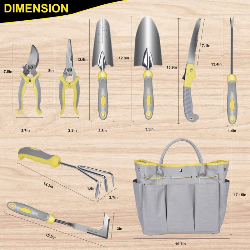 Garden Tool Set, 10 Piece Stainless Steel Heavy Duty Gardening Tool Set For Digging Planting Pruning Gardening Kit With Durable Bag Gloves Gift Box Ideal Garden Gifts