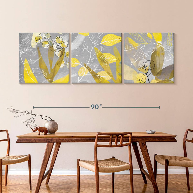 Plantes jaunes, reproduction sur toile, H 36 po x l 110 po x P 1,25 po