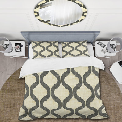 Ensemble de housse de couette beige Mid-Century Trellis III - Mid-Century