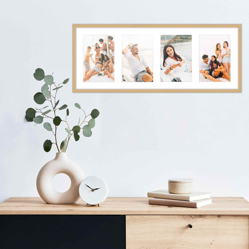 Cadre en bois, Naturel / blanc, 4 po x 6 po, 7,5 po x 19 po