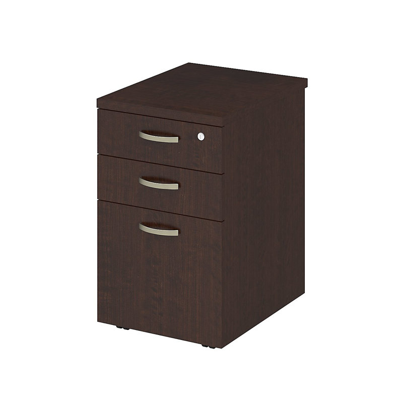 Office In An Hour 16''W 3 -Drawer Mobile File Cabinet, Mocha Cherry