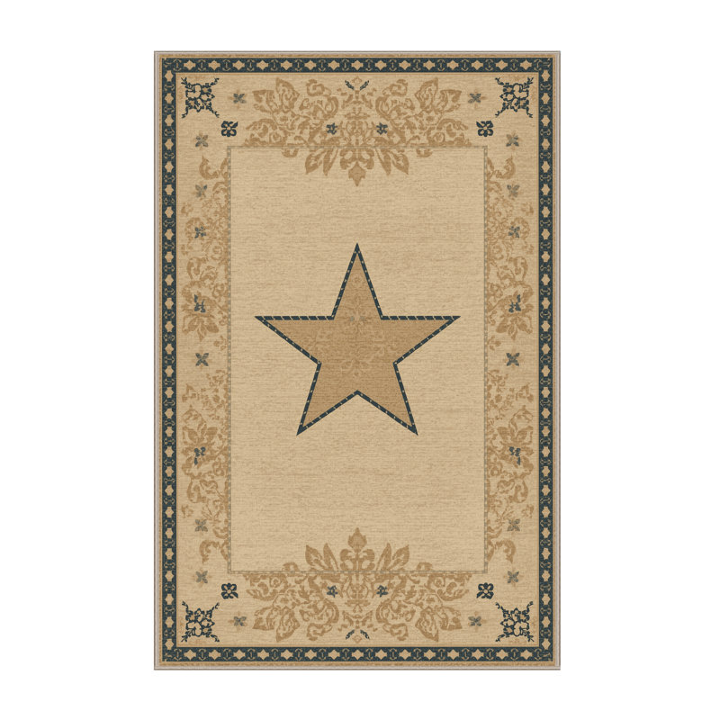 Tapis brun et beige à motif abstrait lavable à la machine Wyndmoor du 4 juillet, 7 x 9
