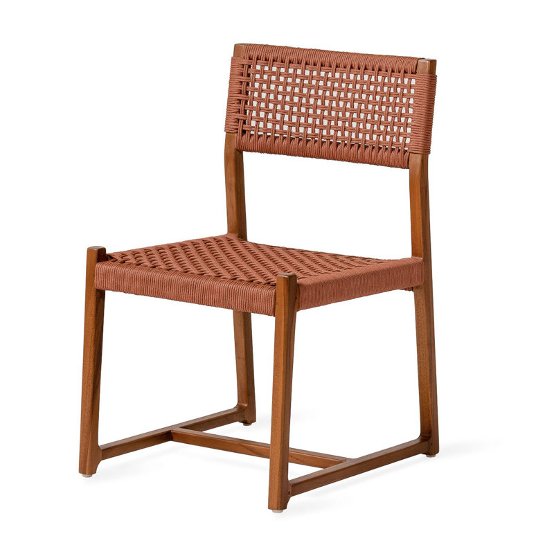 Aliyyah Patio Dining Side Chair, Terracotta/Natural Wood