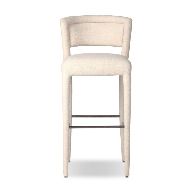 Beverly Upholstered Bar Stool, Crypton Wayfarer Snow, Bar Stool (31.5" Seat Height)