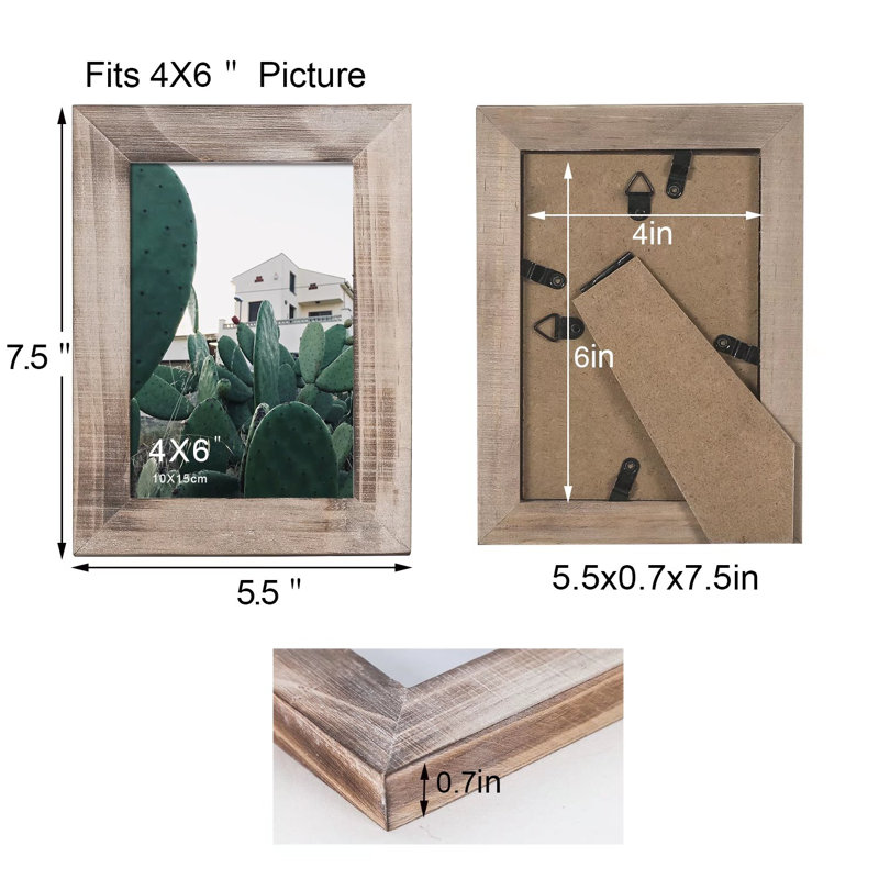 Ensemble de cadres en bois brun 4 pièces x 4 po Janmarie