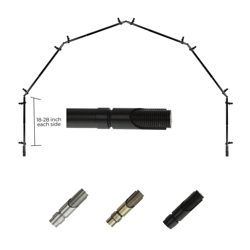Tringle à rideaux simple réglable 28 "à 48" 0,81 "à baie vitrée, Noir, 18 po - 28 po (chaque côté)