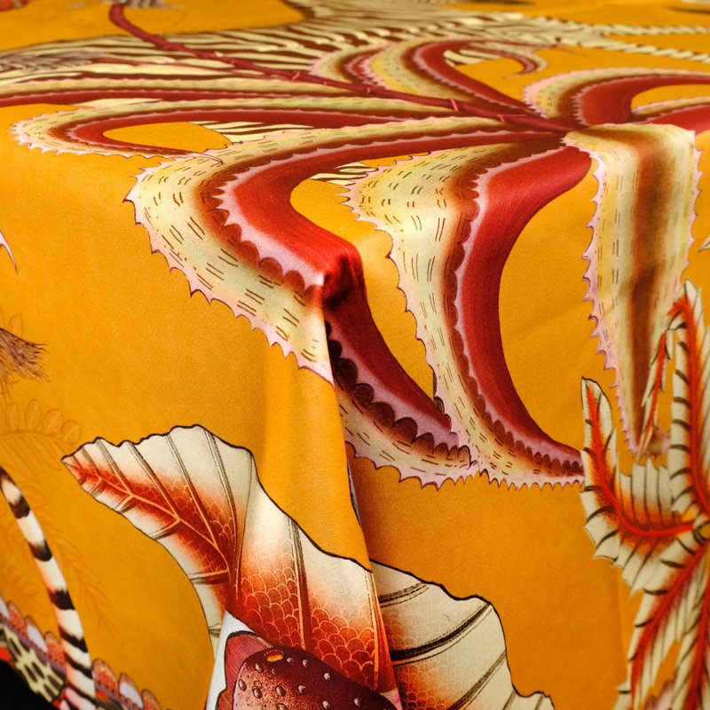 Ardmore Cotton Tablecloth, Orange, 79" Square