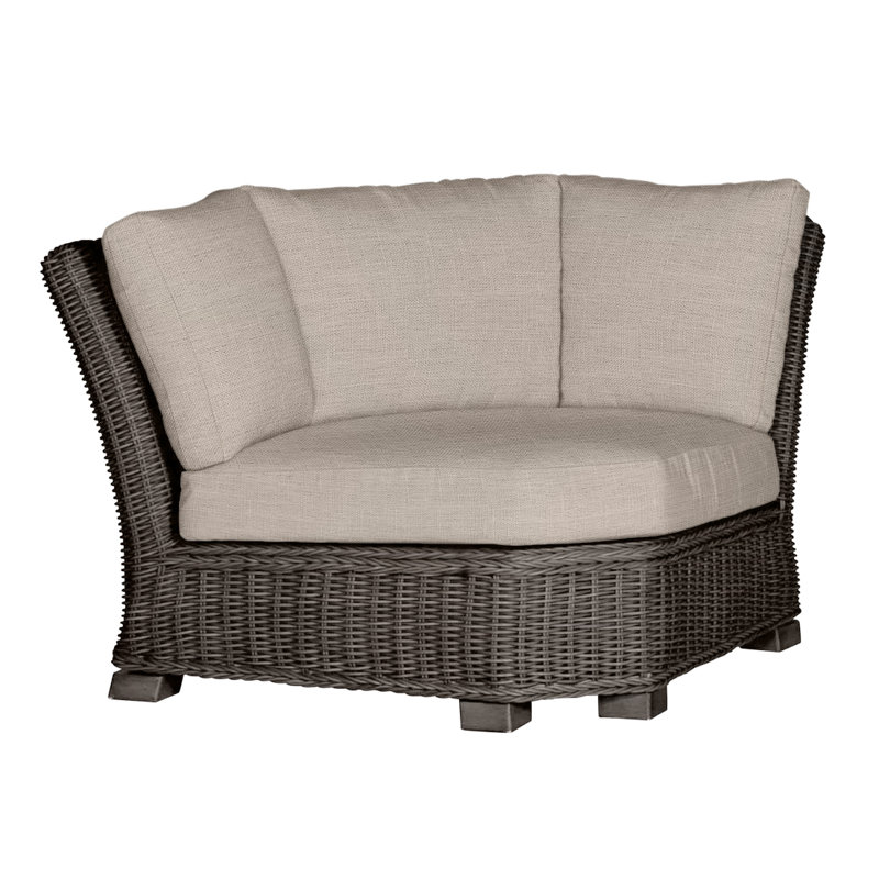 Canapé modulaire rustique tissé - Noyer noir, Lin Dove Sunbrella®, Welt, Noir noyer