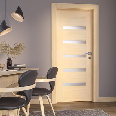 Dalle de porte intérieure en bois manufacturé et en verre givré Avon 07-04