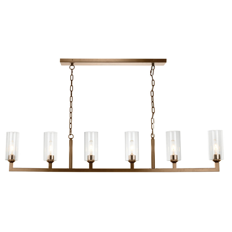 6 - Light Kitchen Island Pendant, Antique Brass
