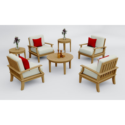 Ensemble de chaises longues en bois de teck 7 pièces Teakstation