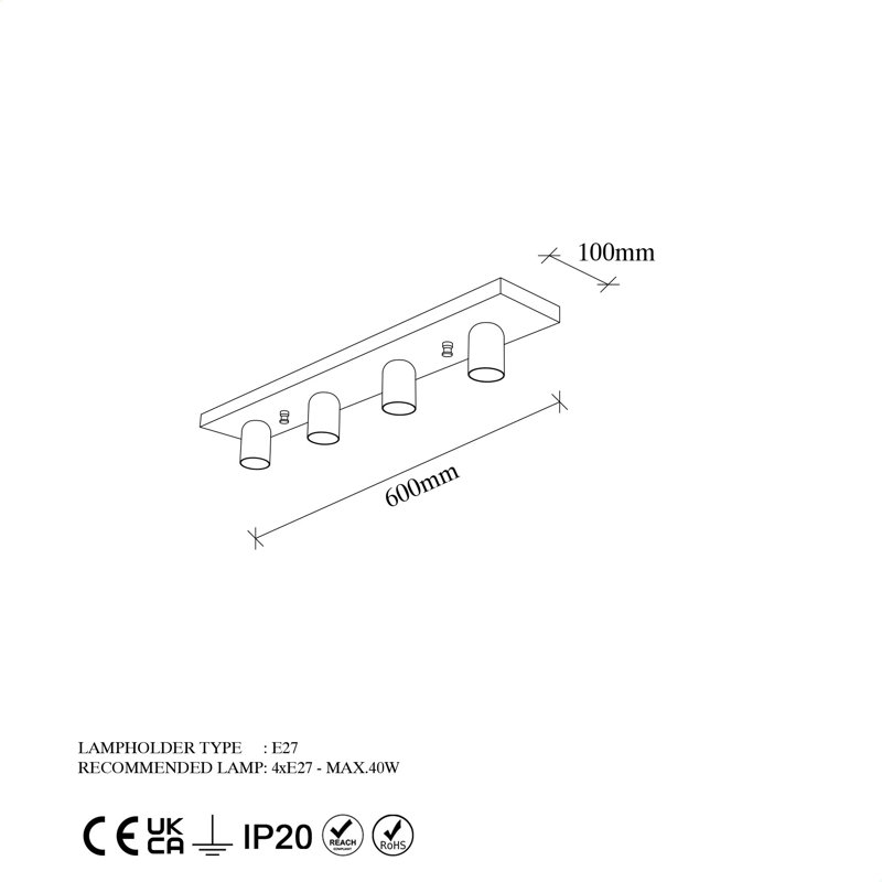 Semi encastrement, H 23,62 po x l 3,94 po x P 3,94 po, Or brillant