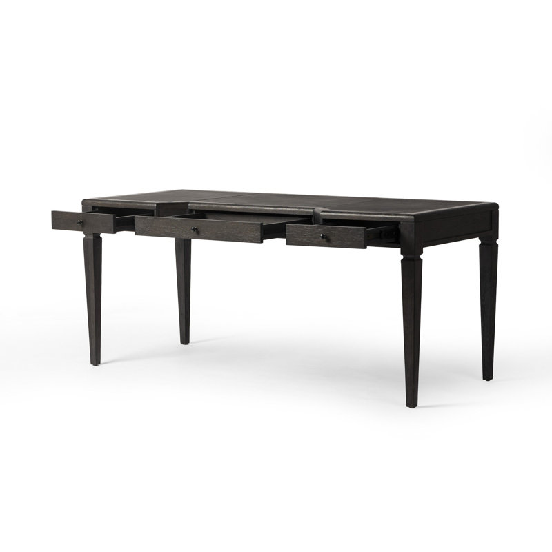 Claude Solid Wood Writing Desk, Black