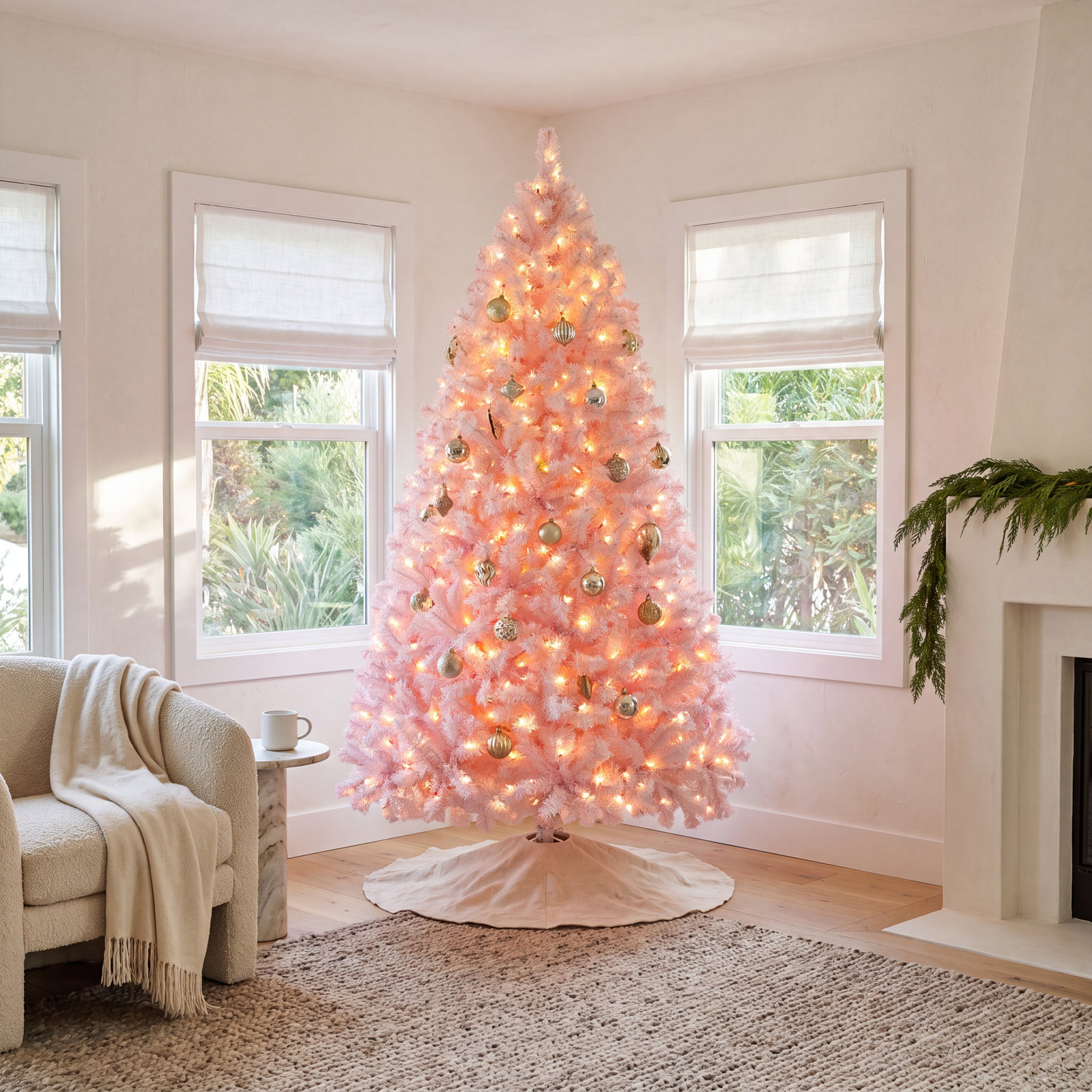 Frosted Pre-Lit Fir Christmas Tree, 7.5'