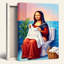 Tableau sur toile Mona Lisa sur les toilettes (lot de 1)-1692229377