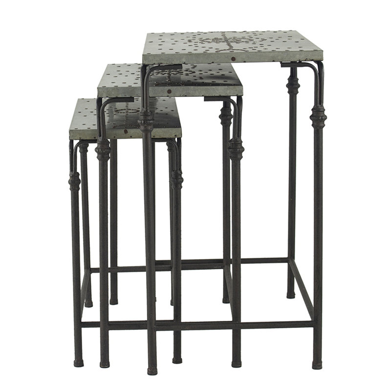 Set Of 3 The Gilbert Nesting Tables Metal Plant Stand, L:24X14x26" M:21.5X11.5X23" S:19X9x20"
