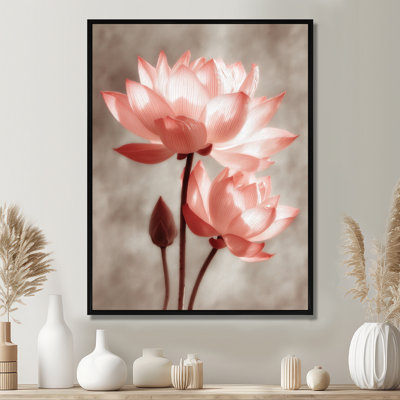 Radiant Lotus Blooms - art sur toile, art floral rose