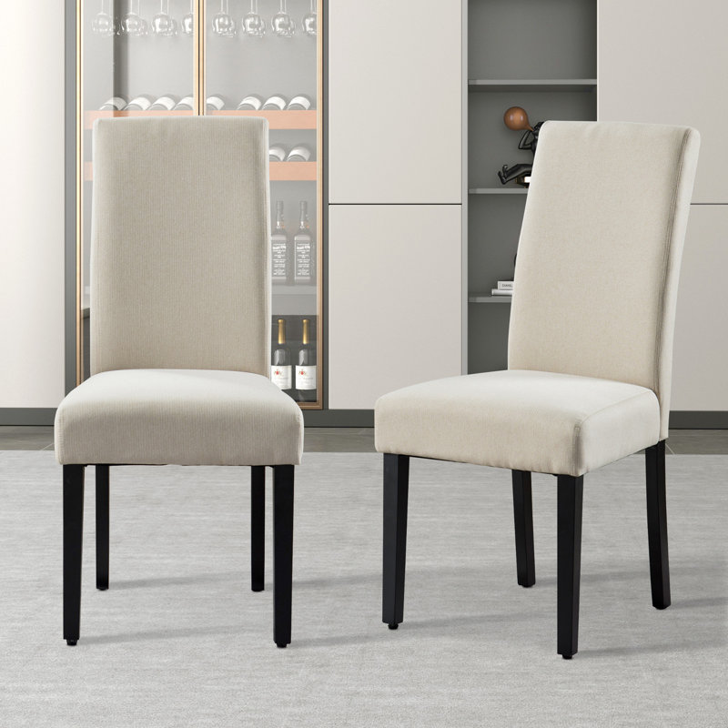 Linen Fabric Upholstered Parsons Dining Chairs Gray (Set of 4), Gray, 4