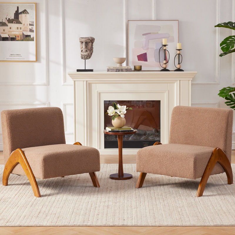 Ensemble de 2 chaises d'appoint rembourrées, Brun