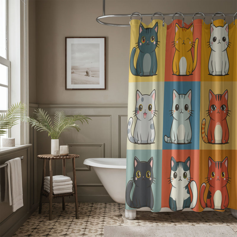 Cute Cats - Rideau de douche Premium, H 74 po x l 71 po