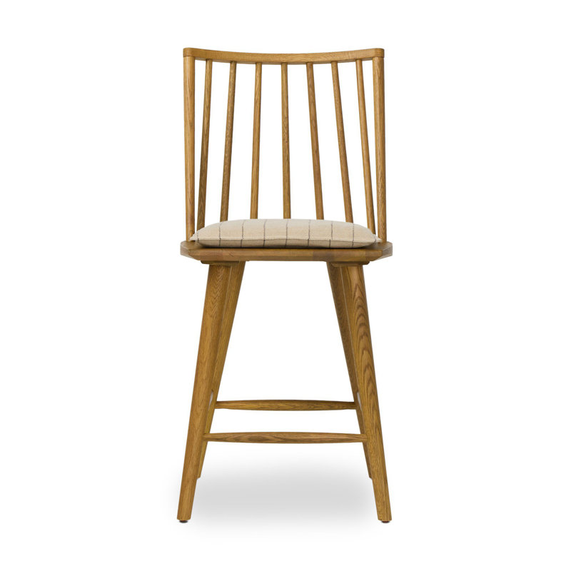 Lewis Windsor Stool With Cushion-Black Oak-Counter, Counter Stool (25.02” Seat Height), Sandy Oak