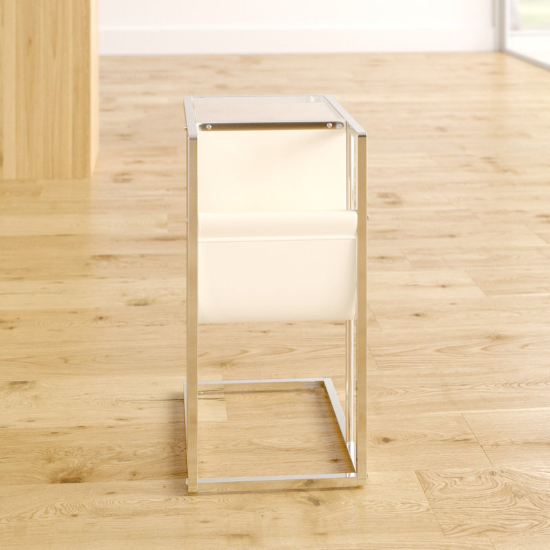 Flannagan Accent Table, C-shaped, End, Side, Snack, Living Room, Bedroom, Metal, Pu Leather Look, Chrome
