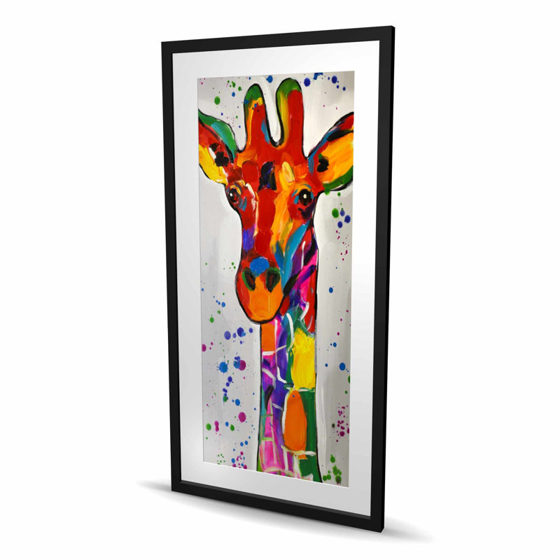 Reproduction abstraite de girafe colorée - encadré de décorations fauniques