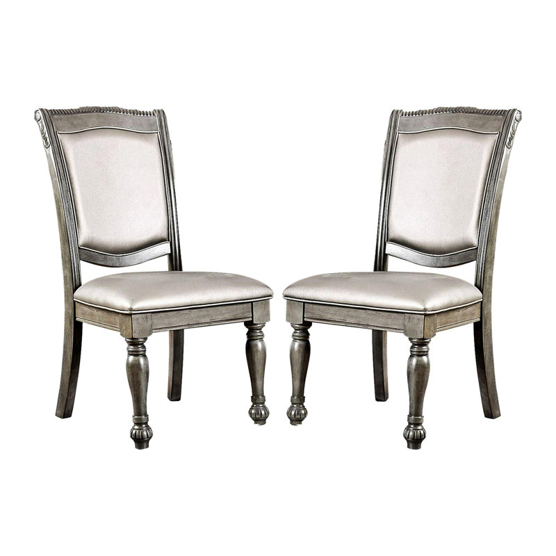 Ensemble de 2 chaises d'appoint rembourrées en similicuir gris et argent